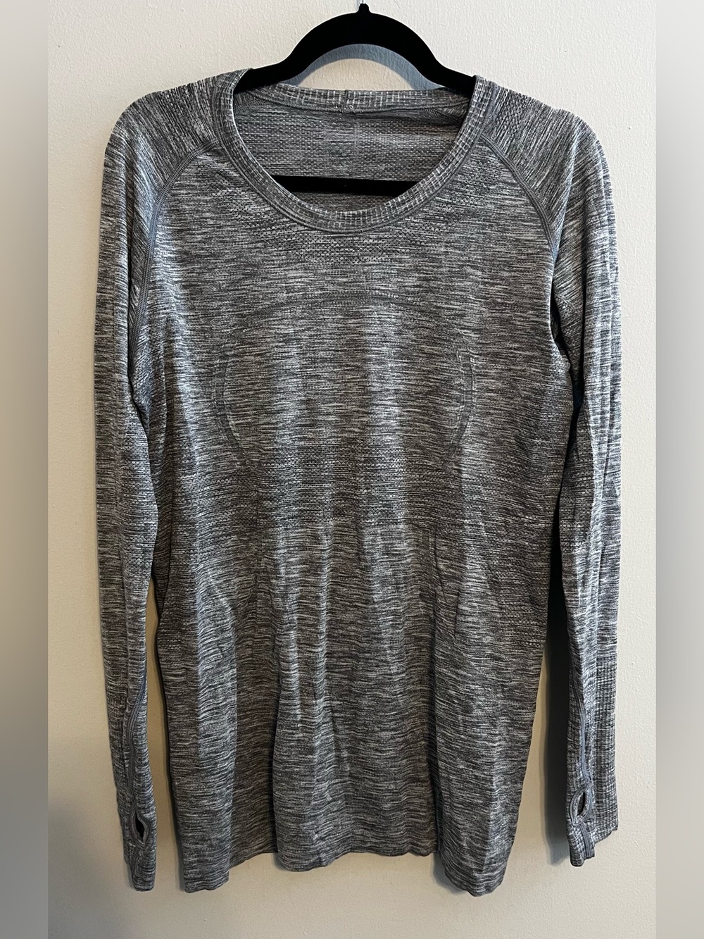 lululemon athletic Long Sleeve Space-Dyed Gray Performance Top Womens Large (12)